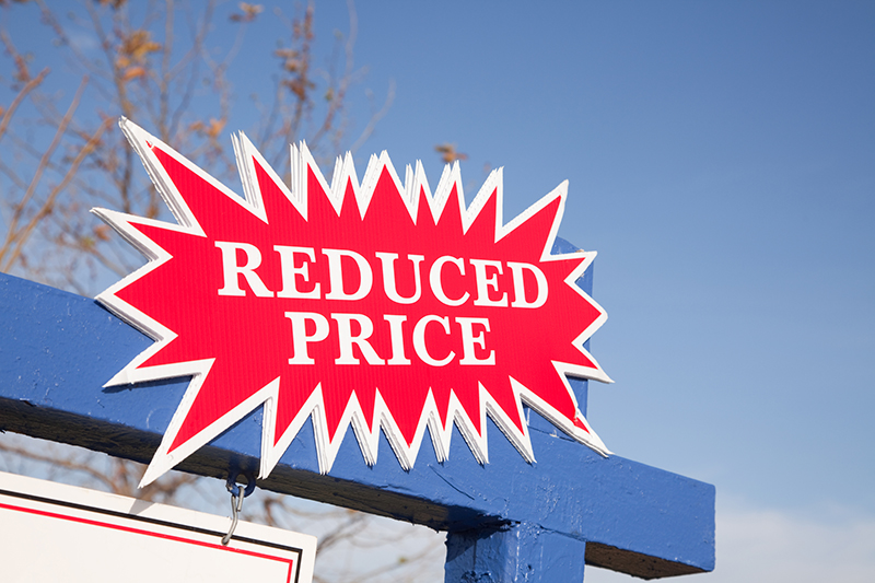 price reduced sign